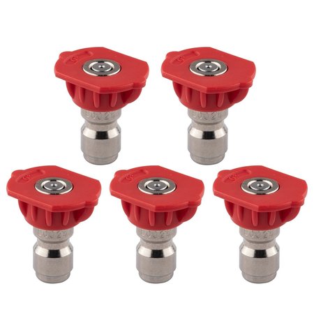 CLEAN STRIKE Pressure Washer Spray Nozzle Tips, 0-Degrees Red, 1/4 Inch 5PK (2.5 Orifice) CS-1025